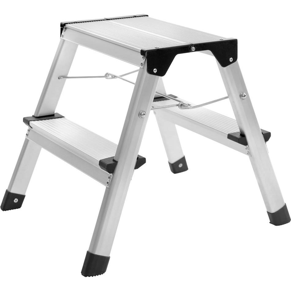 Stahlwerk, Leiter + Gerüst, Trittleiter TL-22 ST mit 150kg Tragkraft und 2 Stufen Aluminium-Leiter (Trittleiter)