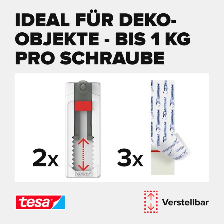 Produktbild tesa Klebeschraube für Tapete & Putz, höhenverstellbar