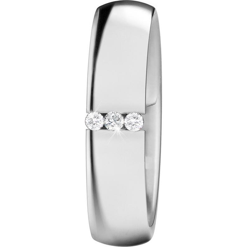 Xen, Ring, Bandring Kanal quer mit 3 Brillanten 0,06 ct TW/SI pol., (54)