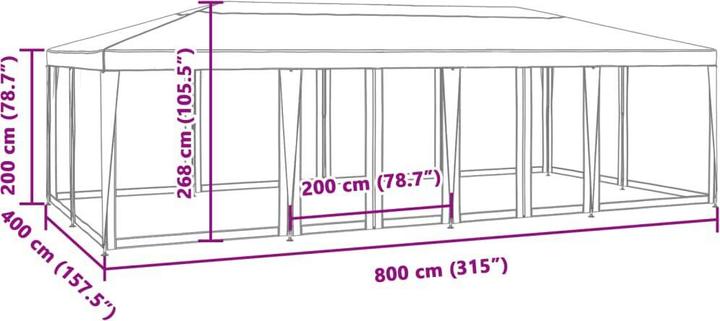 Produktbild vidaXL Partyzelt (800 cm, 400 cm)