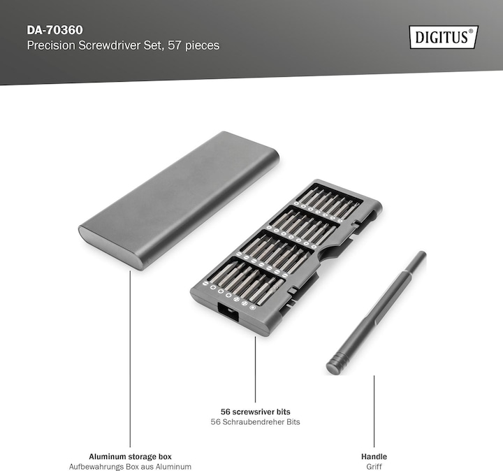 Actual product image Digitus Precision Mechanic Screwdriver Set, 57-piece