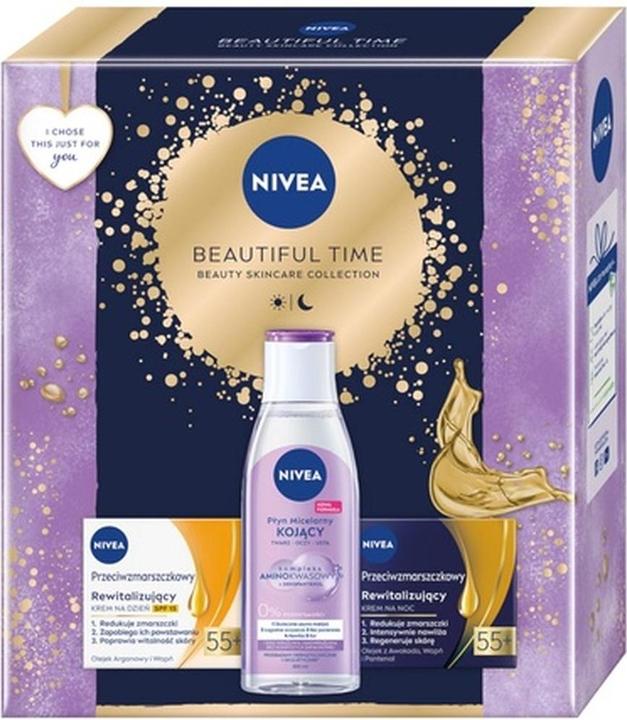 NIVEA Niveaset Beautiful Time Micellar Liquid 200ml, Tagescreme 50ml, Nachtcreme 50ml (Gesichtspflege Set)