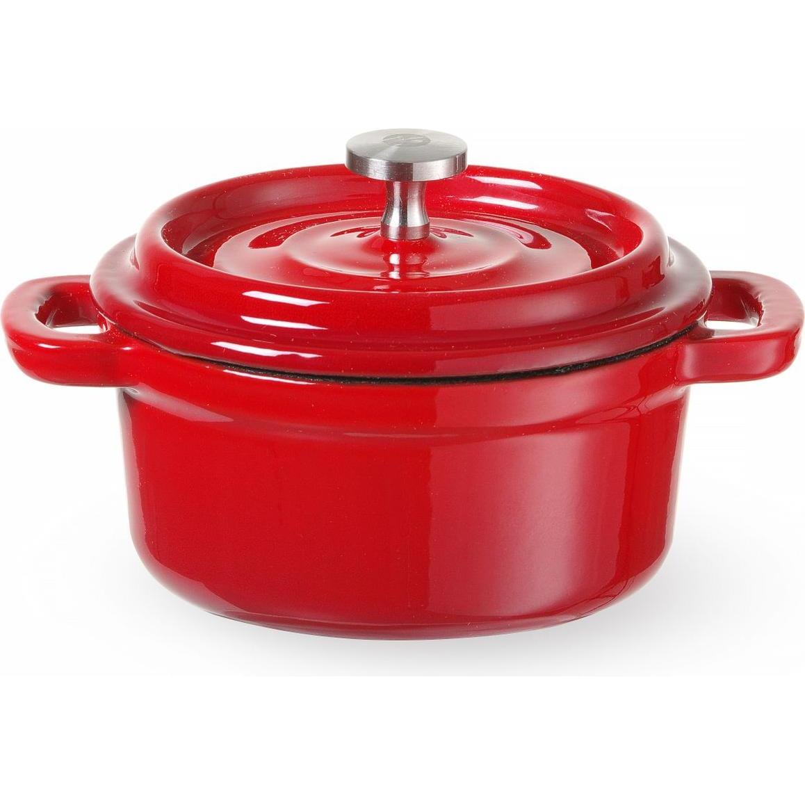 Hendi Emaillierter Gusseisentopf, Pfanne + Kochtopf, Rot