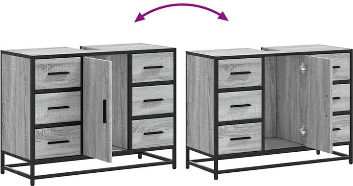 Produktbild vidaXL Waschbeckenunterschrank Grau Sonoma 80x33x60 cm Holzwerkstoff (80 x 33 x 60 cm)
