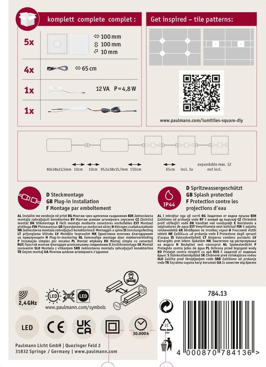Actual product image Paulmann LumiTiles Square Basic Set (RGBW, 1 cm, Indoor)