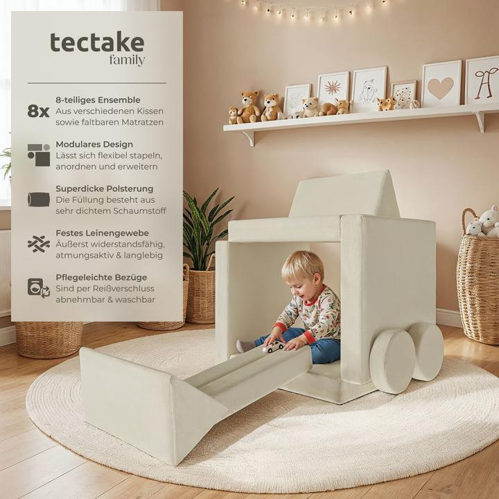 Image du produit tectake Canapé de jeu Lilly, 8 pièces, avec fonction de couchage (Canapé pour enfants)