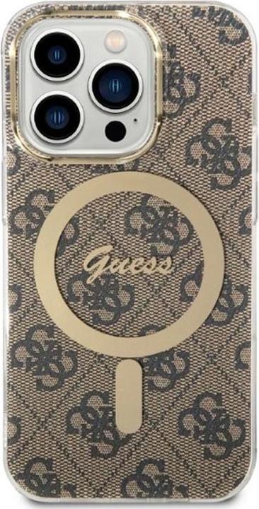 Produktbild Guess Zestaw GUBPP14LH4EACSW Case+ Charger iPhone 14 Pro 6,1" brązowy/brown hard case 4G Print MagSa (Apple iPhone 14 Pro)