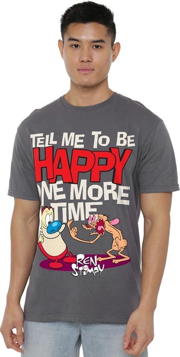 Actual product image Ren & Stimpy Mens Tell Me To Be Happy T-Shirt (3XL)