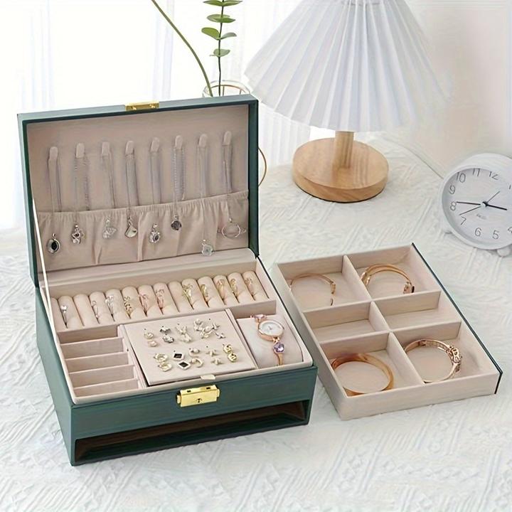 Actual product image Only-Bags.Store Leather jewellery organiser: two-layer jewellery box with removable compartments for necklaces