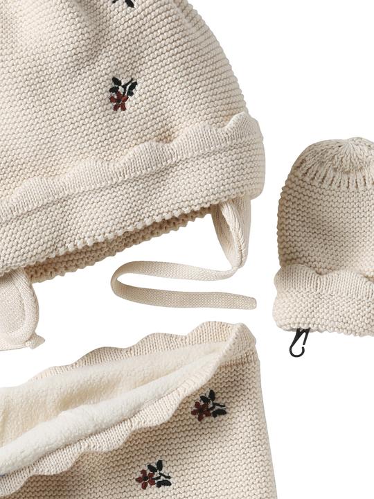 Actual product image Vertbaudet Mädchen Baby-Set: Mütze, Rundschal & Fäustlinge mit Blumen (62/68)