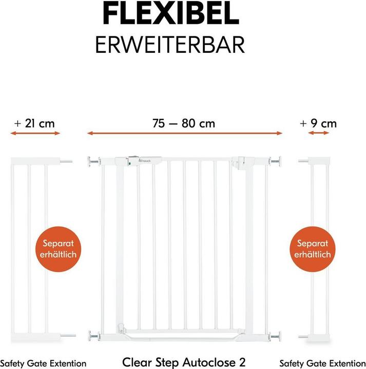 Produktbild Hauck Tür- & Treppenschutzgitter Türschutzgitter Clear Step Autoclose 2 + (75 - 80 cm)