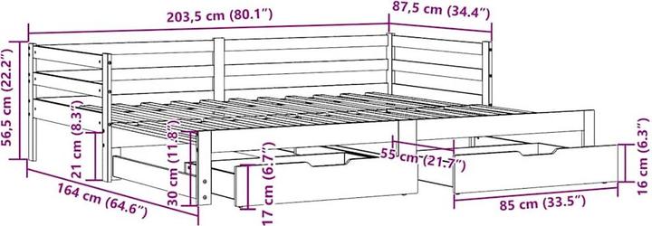 Produktbild vidaXL ausziehbares Tagesbett
