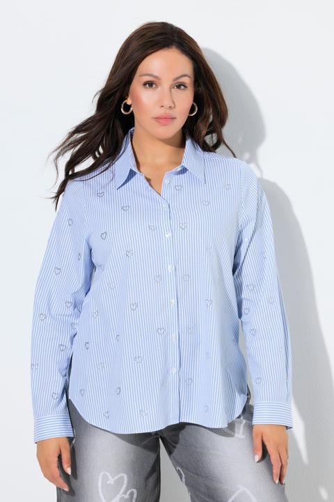 Immagine prodotto Ulla Popken Camicia dal taglio svasato con cuori, collo da camicia e maniche lunghe (62)