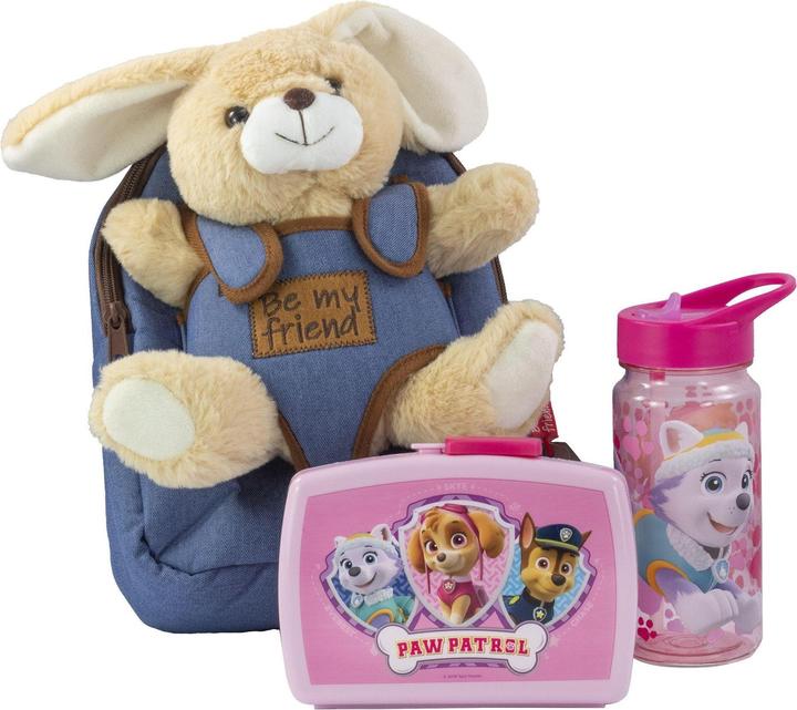 Actual product image pos Bob Bunny Girl plush backpack with lunch box and water bottle (15.10 cm)