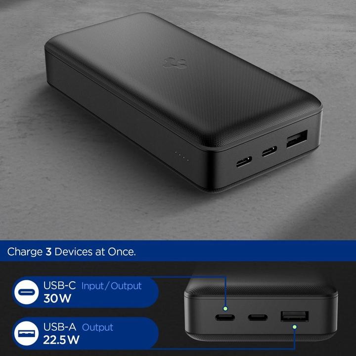 Actual product image Spigen - Power Bank (EA3030) - Fast Charge, USB, 2x Type-C, Quantum Boost, 30000mAh, 30W - Black (30000 mAh, 30 W, 30 Wh)
