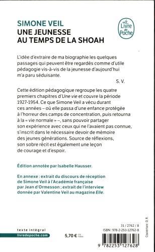 Image du produit Une jeunesse au temps de la Shoah : extraits d'Une vie (Français, Veil Simone, 2010)