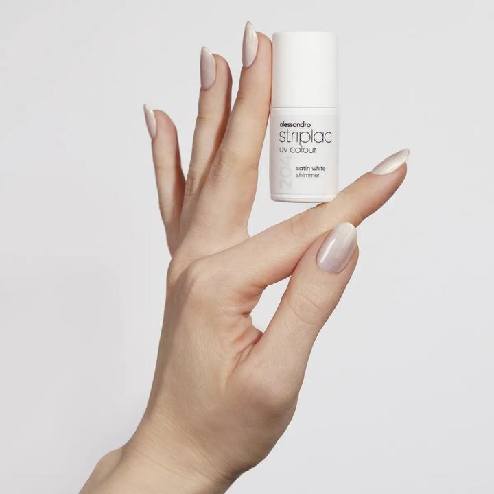 Produktbild Alessandro International Striplac UV Colour Satin White 6.5 ml (204 Satin White Shimme, UV-Gel Lack)