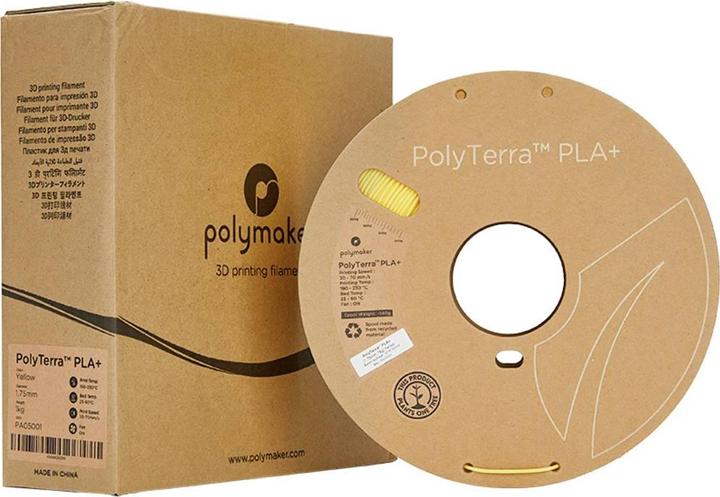 Actual product image Polymaker PolyTerra PLA+ Yellow 1.75mm 1kg (PLA+, 1.75 mm, 1000 g, Yellow)