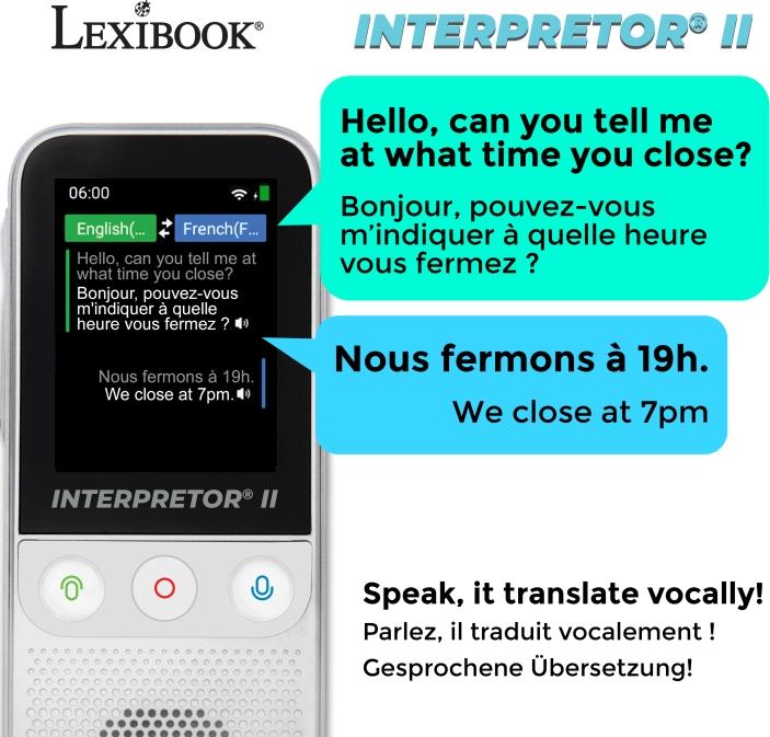 Produktbild Lexibook Interpretor 2 Sofortiger Sprachübersetzer mit künstlicher Intelligenz 137 Sprachen mit Kamera