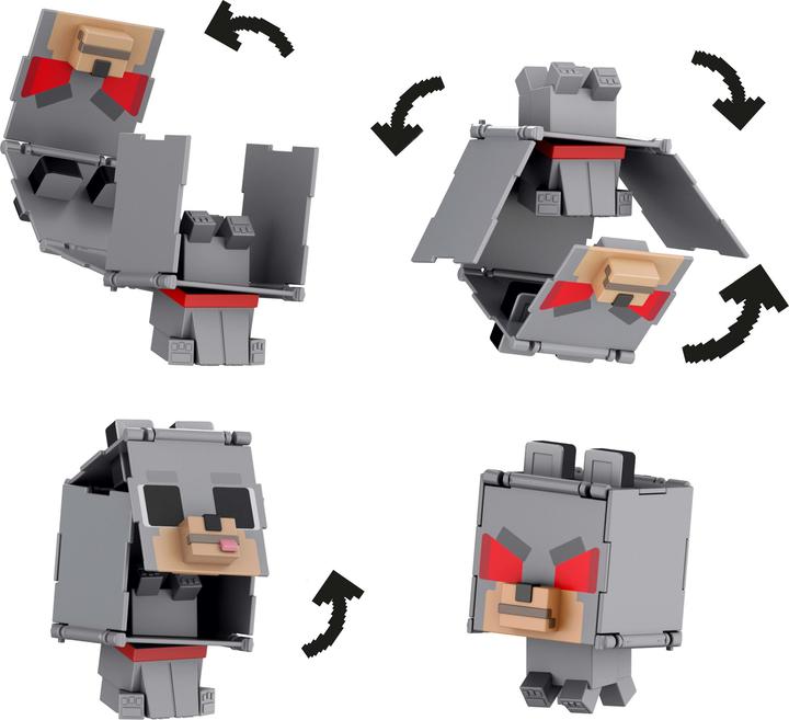 Actual product image Mattel MINECRAFT FLIPPIN' FIGS Hostile Wolf + Tamed Wolf