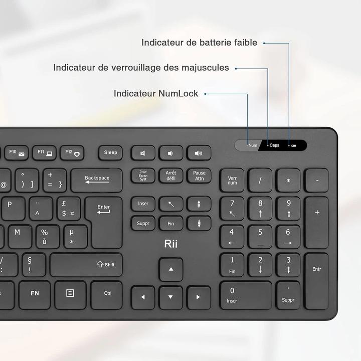 Actual product image Rii AZERTY Wireless Keyboard and Mouse Kit - RK200 (Eng. Int., Wireless)