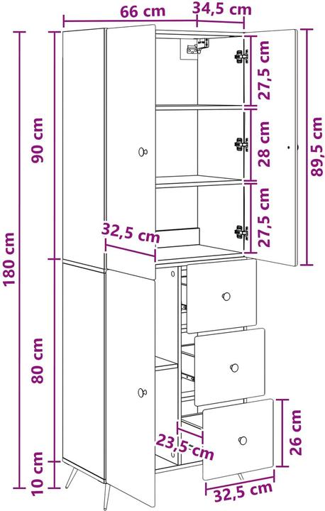 Actual product image vidaXL Möbelset (66 x 34.50 x 90 cm)