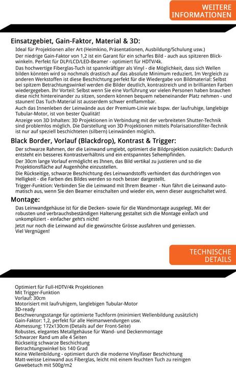 Produktbild Berling Motor-Leinwand, elektrisch, 4:3, 86" (172x130cm), Premium-Linie, (86", 4:3)
