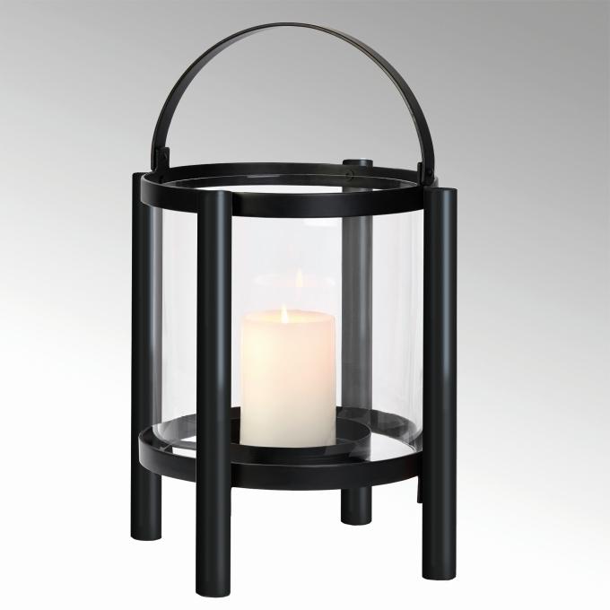 Produktbild Bonniers Laterne Eisen/Glas Gestell schwarz, Glas klar H 32 cm, D 30 cm