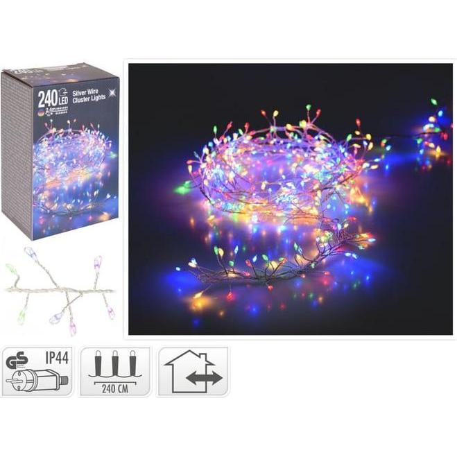 NoName, Lichterkette, 240er LED Cluster-Lichterkette - ca. 2,4 m - bunte LEDs (2.40 m)