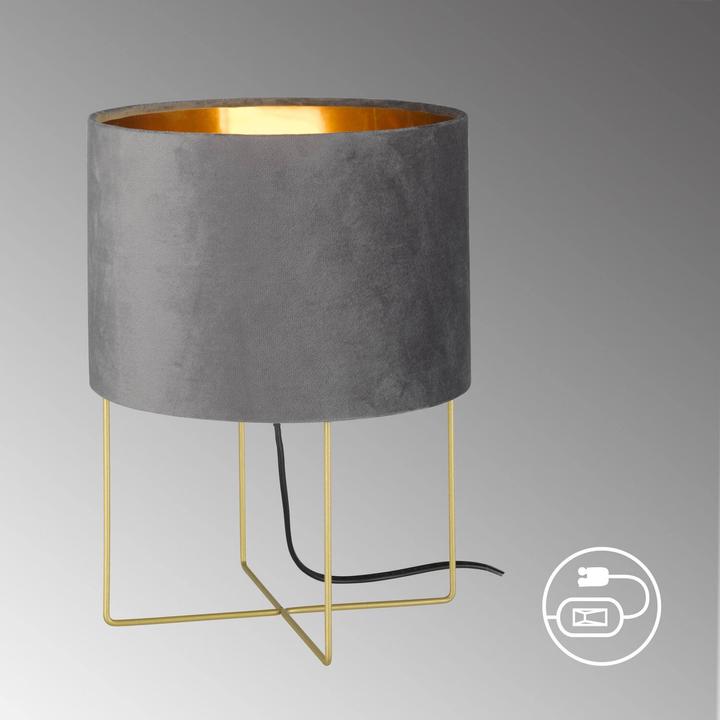 Actual product image Fischer & Honsel Honsel Aura table lamp E27 fabric shade grey velvet, gold-coloured gold 50460 (E27)