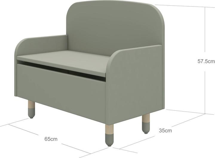 Actual product image Flexa Bench with storage space Dots Natural Green (Child armchair)