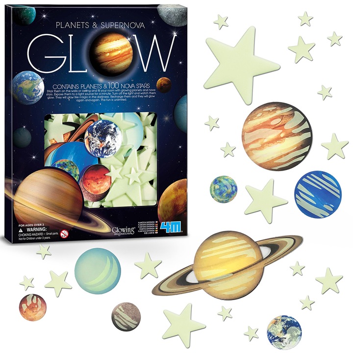 Produktbild 4M 4 m Glow in The Dark Planeten und Nova Sterne 20 Stück (27 x 21 cm)