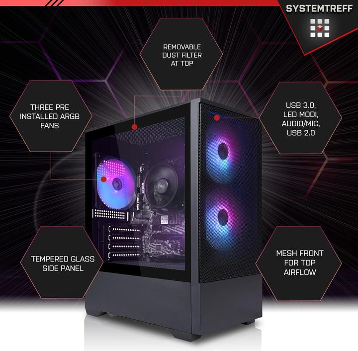 Produktbild SYSTEMTREFF Multimedia PC G244948 (1000 GB, 32 GB, AMD Ryzen 7 PRO 5755GE, Radeon RX Vega 8)