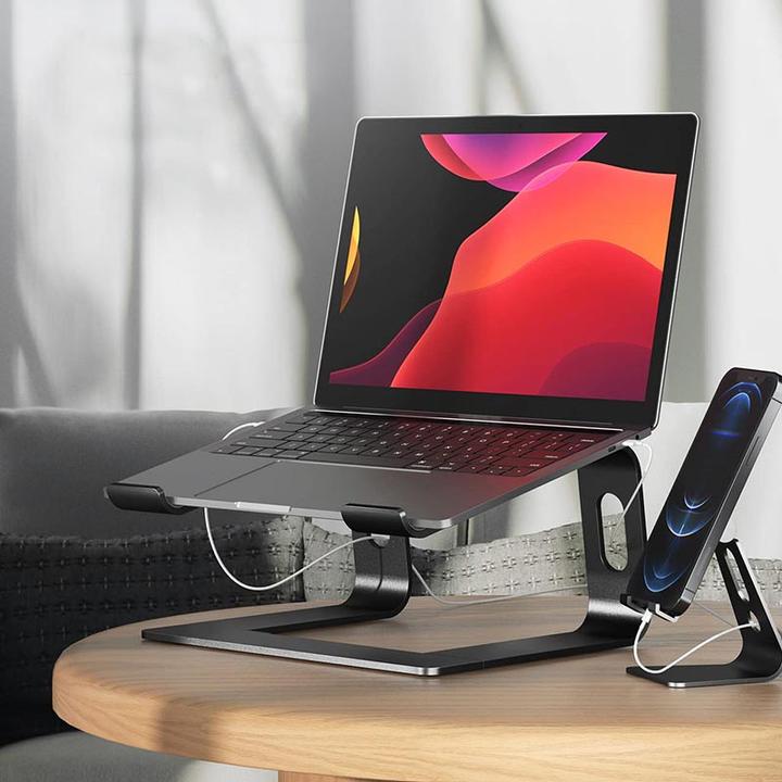 Produktbild Crong AluBench Laptopständer - Ergonomischer Laptopständer aus Aluminium (Schwarz)