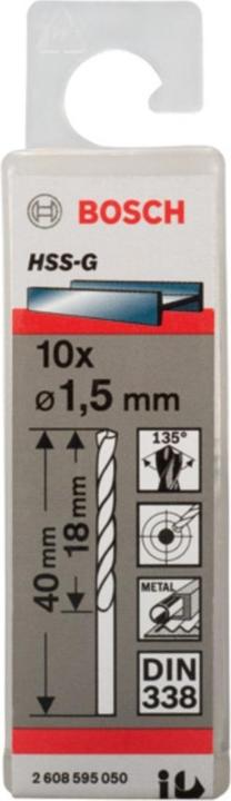 Produktbild Bosch Professional Zubehör PRO Metal HSS-G Spiralbohrer, 1,5 x 18 x 40 mm (1.5 mm)