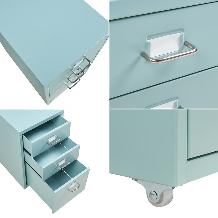 Produktbild En.Casa Rollcontainer Kökar mit 3 Schubladen 48x28x41 cm Mintgrün (48 x 28 x 41 cm)