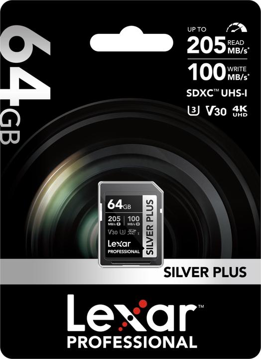Actual product image Lexar Professional Silver Plus (64 GB, SDXC, U3, UHS-I)