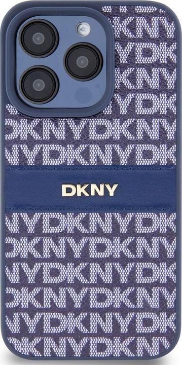 Actual product image DKNY PU Leather Repeat Pattern Tonal Stripe Case for iPhone 15 Pro Blue (Apple iPhone 15 Pro)