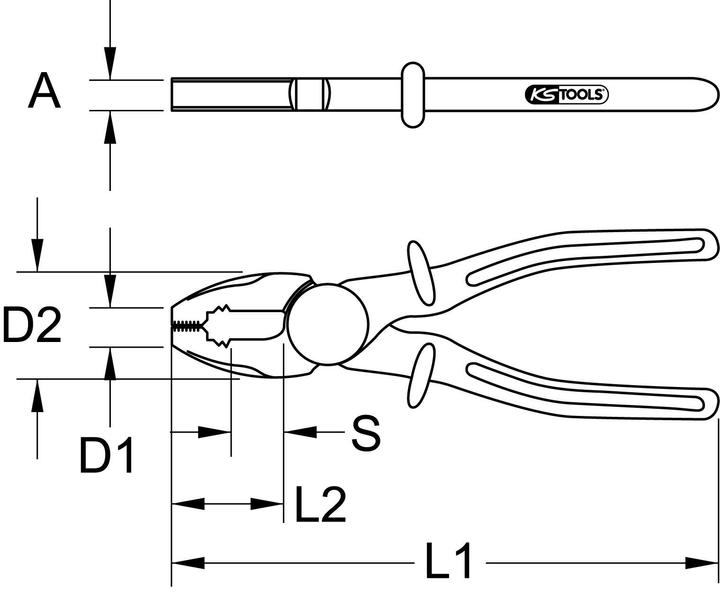 Actual product image KS Tools Plastic combi-pliers with protective insulation, 200mm (200 mm)