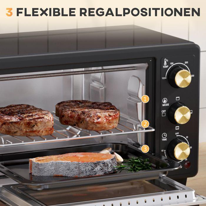 Immagine prodotto Swisshandel24 Minibackofen 16 L 1400W Mini Backofen 100-230℃ 60 Min. Timer Schwarz