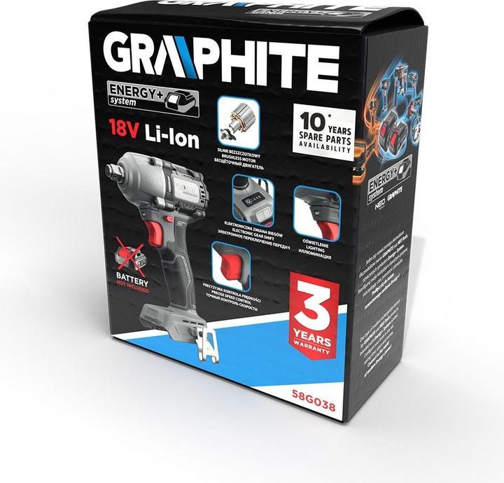 Actual product image Graphite 450 Nm Energy+ Brushless Impact Wrench