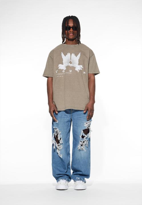 Actual product image Lost Youth LY ACID WASHED TEE DOVE - 105673 (M)