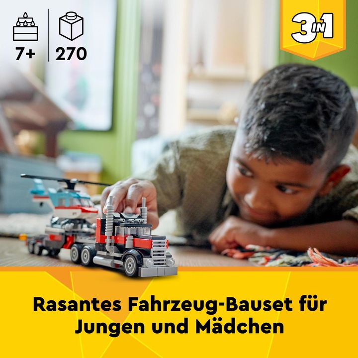 Produktbild LEGO Tieflader mit Hubschrauber (31146, LEGO Creator 3-in-1)