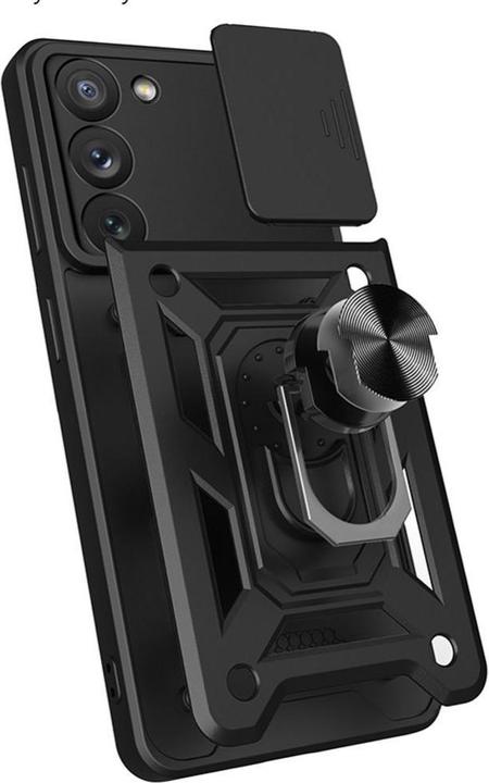 Produktbild Hurtel Hybrid Armor Camshield Hülle für Samsung Galaxy S23 Ultra Panzerhülle mit Kameraabdeckung schwarz (Samsung Galaxy S23 Ultra)