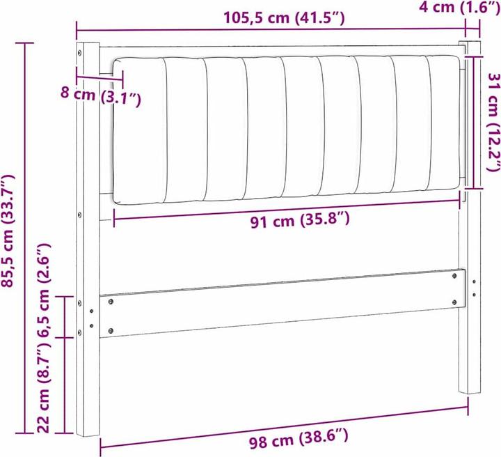 Image du produit vidaXL Gepolstertes Kopfteil (8 x 105.50 x 85.50 cm)