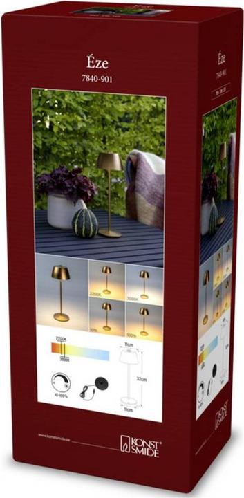 Image du produit Konstsmide Akku-Tischleuchte Éze LED 2200/3000K, Dimmbar - Kupfer Matt (170 lm)