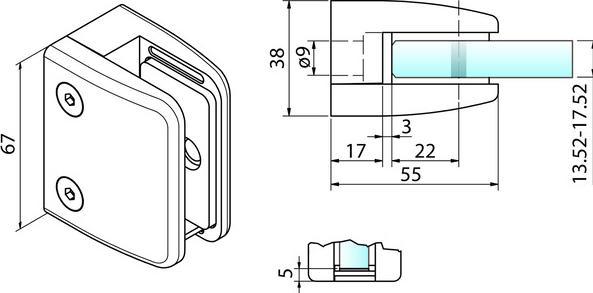 Produktbild Pauli+Sohn Glasklemmen Zink 55/67 mm (4 Stk.)