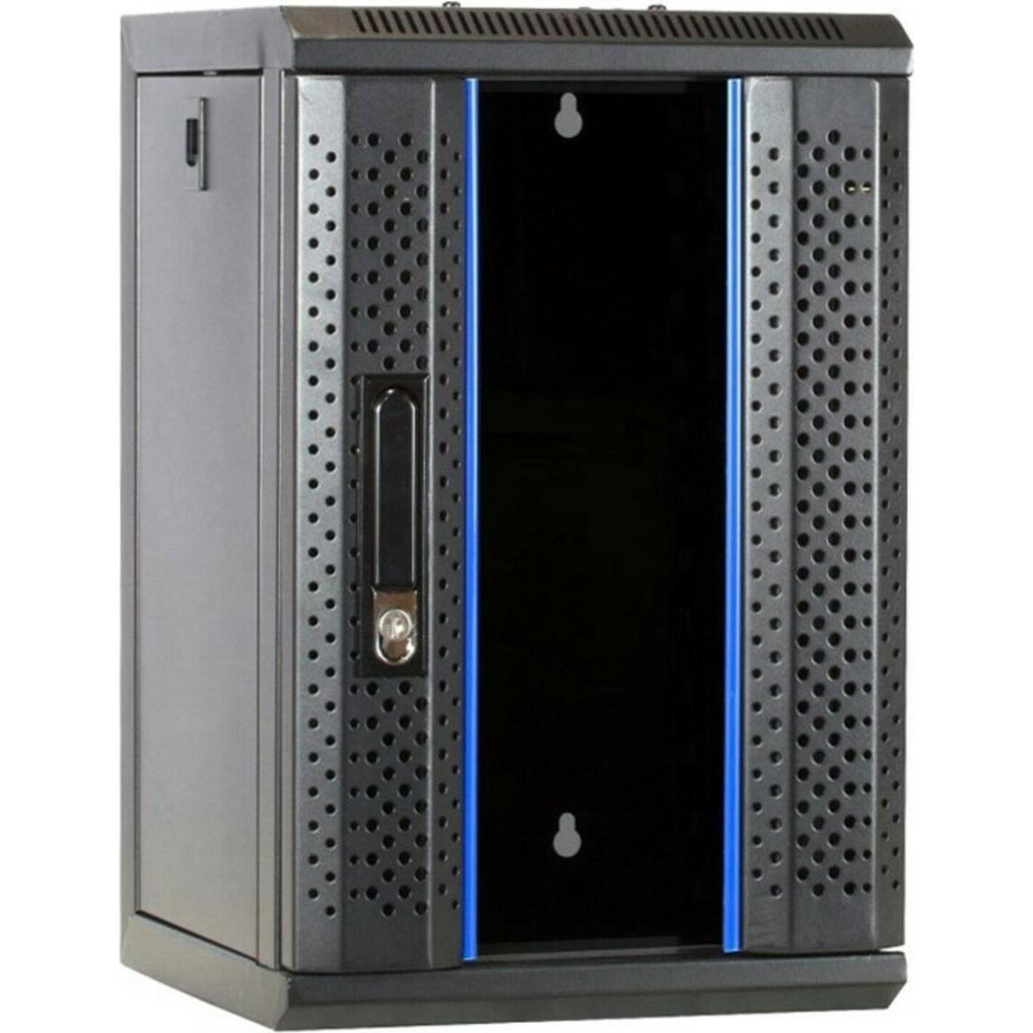 Dsit Contenitore per server 9 U, 10", con porta in vetro (LxPxH) 312x310x486 mm (9 HE, Portapacchi da 10 pollici), Armadio rack, Nero