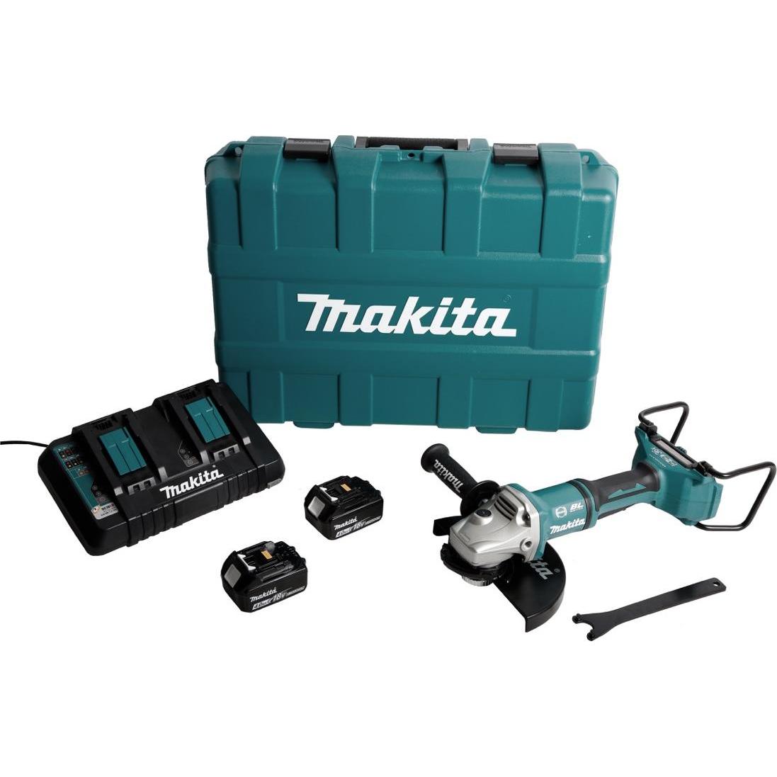 Thumbnail - Makita, Winkelschleifer, DGA 900 PMKX2 Akku Winkelschleifer 36V ( 2x18V ) 230mm Brushless + 2x Akku 4,0Ah + (230 mm)