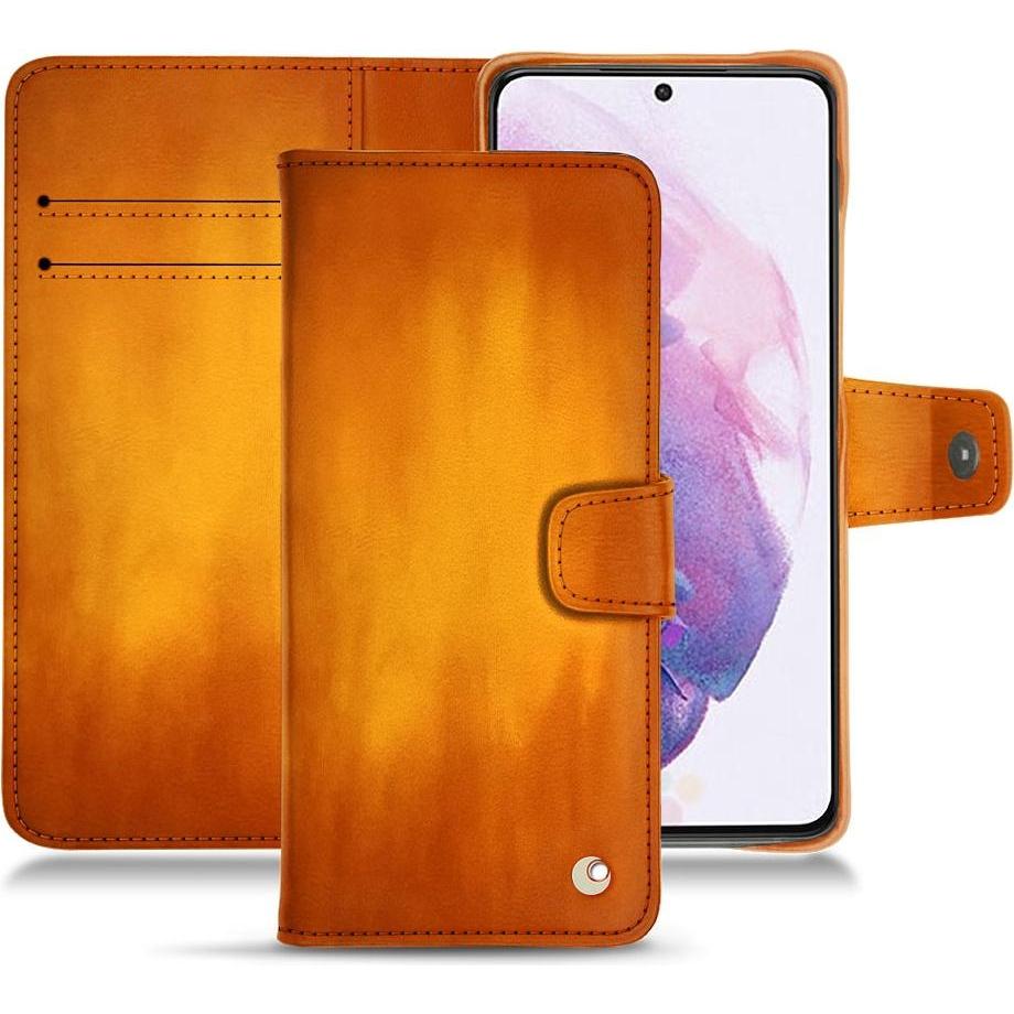 Noreve Lederschutzhülle Wallet (Samsung Galaxy S21+), Smartphone Hülle, Orange